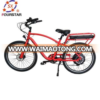 men's beach cruiser ebike with 27.5inch wheels and front or rear hub drive